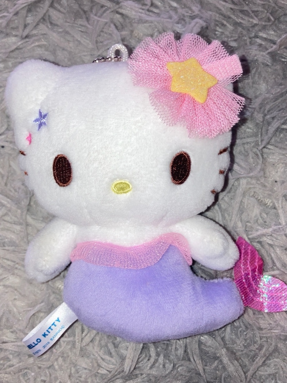 Hello Kitty Mermaid Plush Keychain - White, Purple & Pink